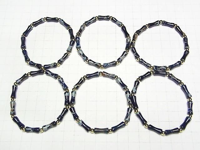 【動画】ネイビーカラーカオリン バンブー13×5×5mm 1連(ブレス) サムネイル4