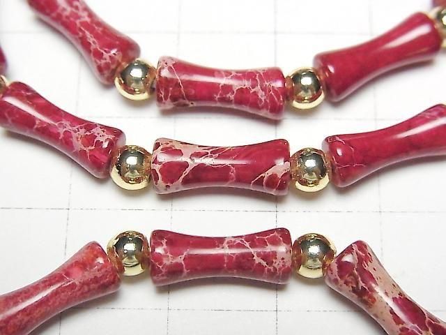 【動画】レッドカラーカオリン バンブー13×5×5mm 1連(ブレス) サムネイル2