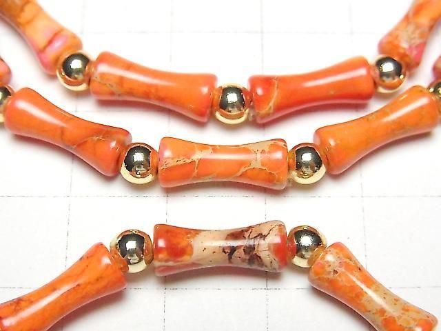 【動画】オレンジカラーカオリン バンブー13×5×5mm 1連(ブレス) サムネイル2