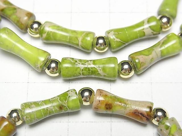 【動画】ライトグリーンカラーカオリン バンブー13×5×5mm 1連(ブレス) サムネイル2