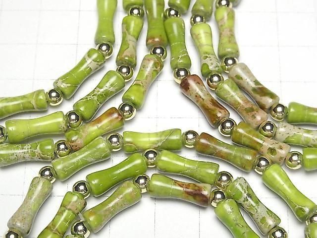 【動画】ライトグリーンカラーカオリン バンブー13×5×5mm 1連(ブレス) サムネイル3
