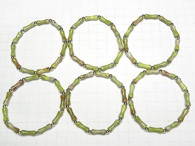 【動画】ライトグリーンカラーカオリン バンブー13×5×5mm 1連(ブレス) サムネイル4