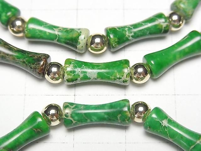 【動画】グリーンカラーカオリン バンブー13×5×5mm 1連(ブレス) サムネイル2