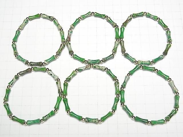 【動画】グリーンカラーカオリン バンブー13×5×5mm 1連(ブレス) サムネイル4