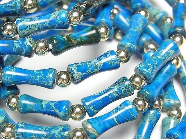 【動画】ブルーカラーカオリン バンブー13×5×5mm 1連(ブレス)の画像