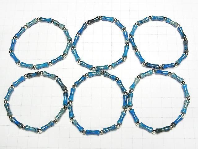 【動画】ブルーカラーカオリン バンブー13×5×5mm 1連(ブレス) サムネイル4