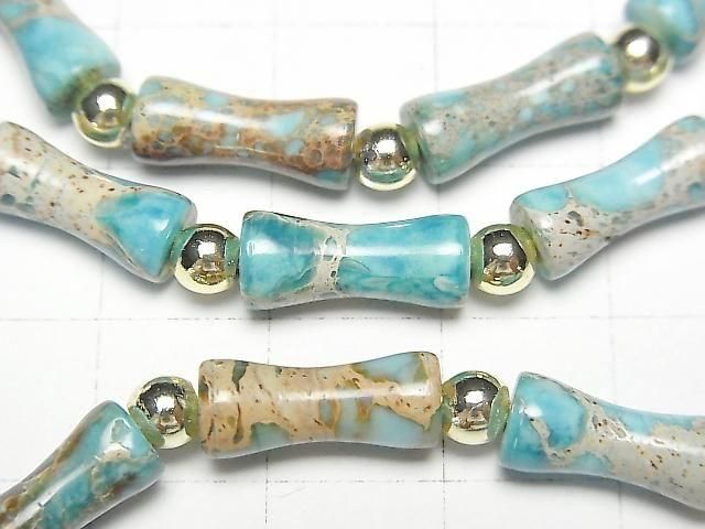 【動画】ライトブルーカラーカオリン バンブー13×5×5mm 1連(ブレス) サムネイル2