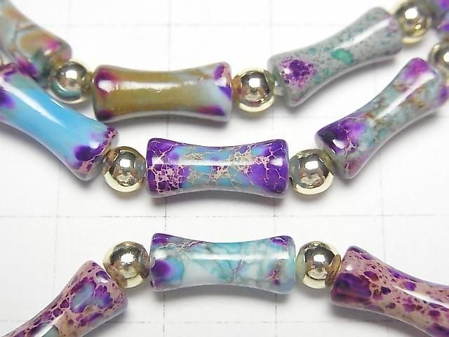 【動画】ライトブルー×パープルカラーカオリン バンブー13×5×5mm 1連(ブレス) サムネイル2