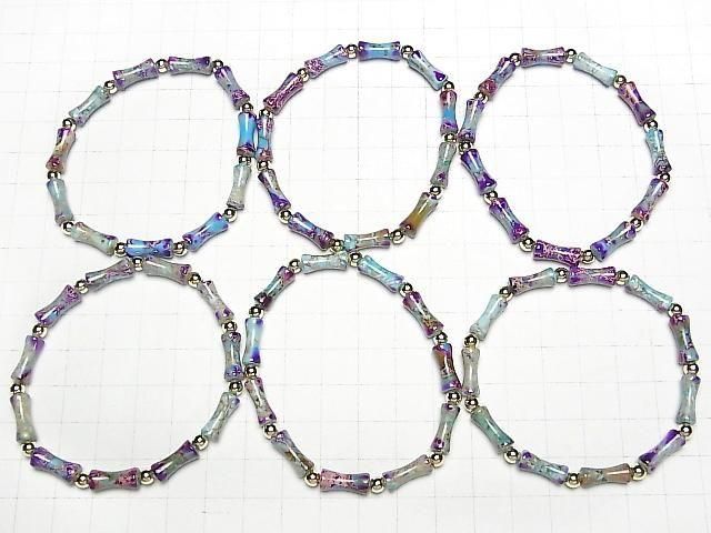 【動画】ライトブルー×パープルカラーカオリン バンブー13×5×5mm 1連(ブレス) サムネイル4