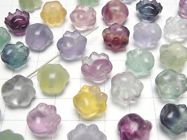 【動画】マルチカラーフローライトAAA- 肉球モチーフ13×14mm 【貫通穴】 5個 サムネイル3