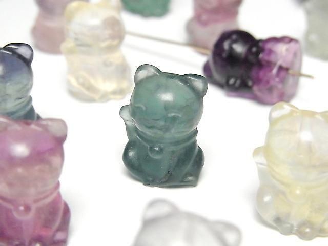 【動画】マルチカラーフローライトAAA- 招き猫モチーフ18×13mm 【貫通穴】 5個の画像