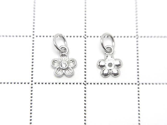 Silver925 丸カン付きチャーム フラワー6.5×5×1mm(CZ付) ロジウム 2個 サムネイル2