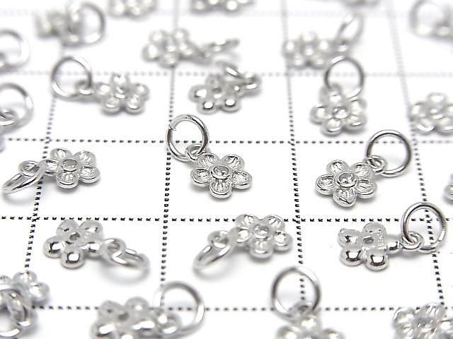 Silver925 丸カン付きチャーム フラワー6.5×5×1mm(CZ付) ロジウム 2個 サムネイル3