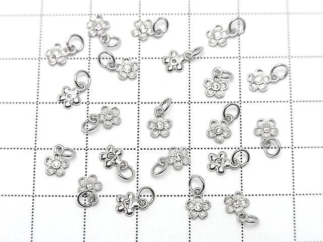 Silver925 丸カン付きチャーム フラワー6.5×5×1mm(CZ付) ロジウム 2個 サムネイル4