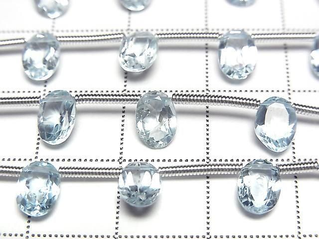 【動画】宝石質スカイブルートパーズAAA- オーバルファセットカット7×5mm 1連(約20cm) サムネイル2