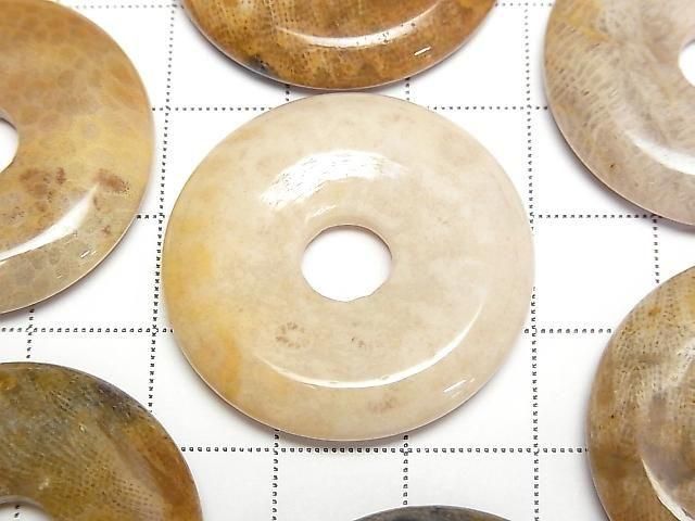 【動画】フォシルコーラル(化石珊瑚) コイン(ドーナツ)30×30mm 2枚 サムネイル2