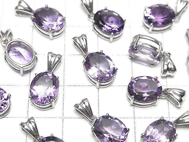 【動画】宝石質アメジストAAA オーバルファセットカット ペンダントトップ10×8mm SILVER925製 1個 サムネイル3