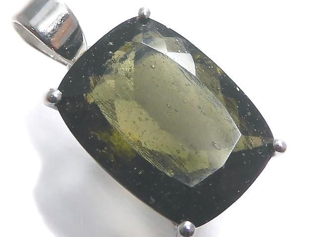 【動画】【1点もの】モルダバイトAAA ファセットカットペンダントトップ SILVER925製 NO.106の画像