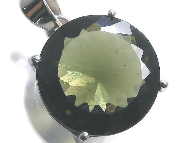 【動画】【1点もの】モルダバイトAAA ファセットカットペンダントトップ SILVER925製 NO.108の画像