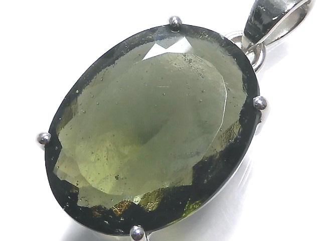 【動画】【1点もの】モルダバイトAAA ファセットカットペンダントトップ SILVER925製 NO.110の画像