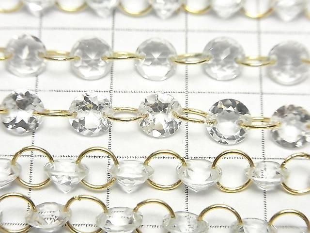 【動画】宝石質ホワイトトパーズ ラウンドファセットカット6×6mm 【ダブルホール】 1連(14粒) サムネイル2