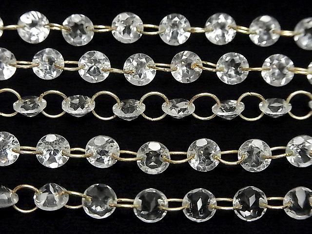 【動画】宝石質ホワイトトパーズ ラウンドファセットカット6×6mm 【ダブルホール】 1連(14粒) サムネイル3