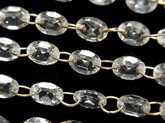 【動画】宝石質ホワイトトパーズ オーバルファセットカット8×6mm 【ダブルホール】 1連(9粒)の画像
