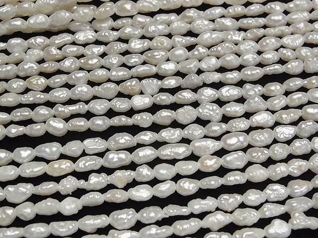 【動画】淡水真珠 ケシパールAA+ バロック5~7mm ホワイト 1連(約38cm) サムネイル3