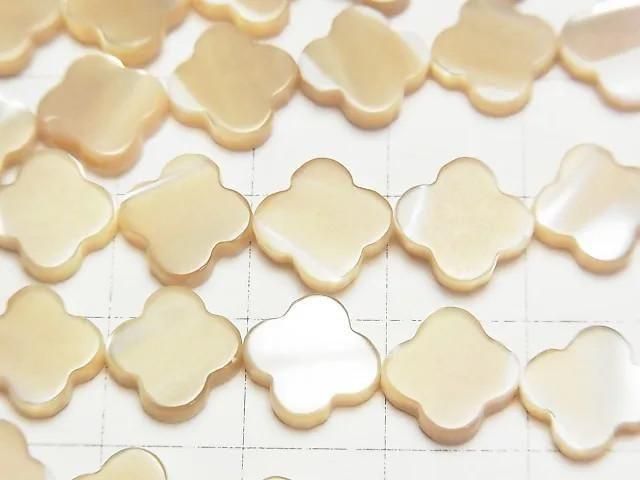 【動画】マザーオブパール ベージュ フラワーモチーフ 10×10×2.5mm 1連(約36cm) サムネイル2