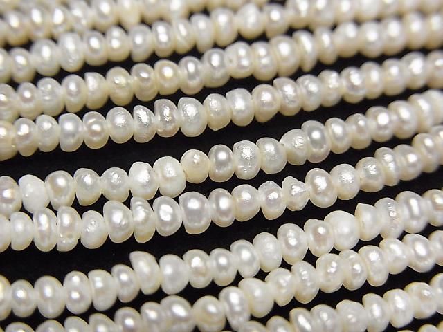 【動画】極小淡水真珠ケシパールAA+ ロンデル~ポテト2.5mm ホワイト 1連(約35cm)の画像