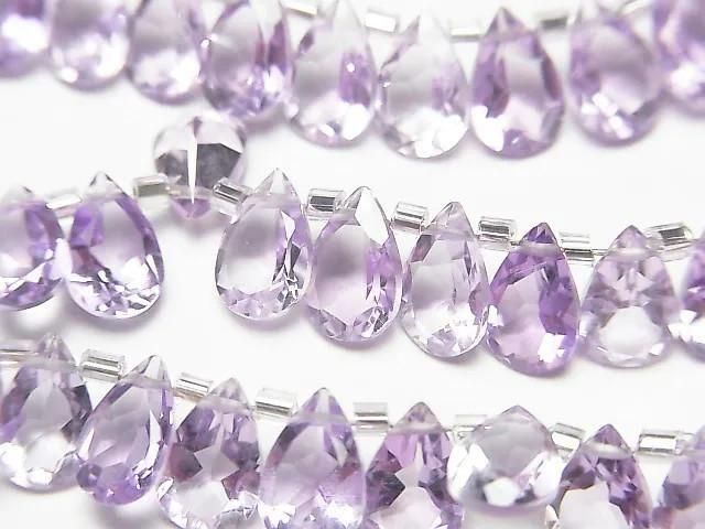 【動画】宝石質アメジストAAA ペアシェイプ ファセットカット8×5mm 半連/1連(約12cm)の画像