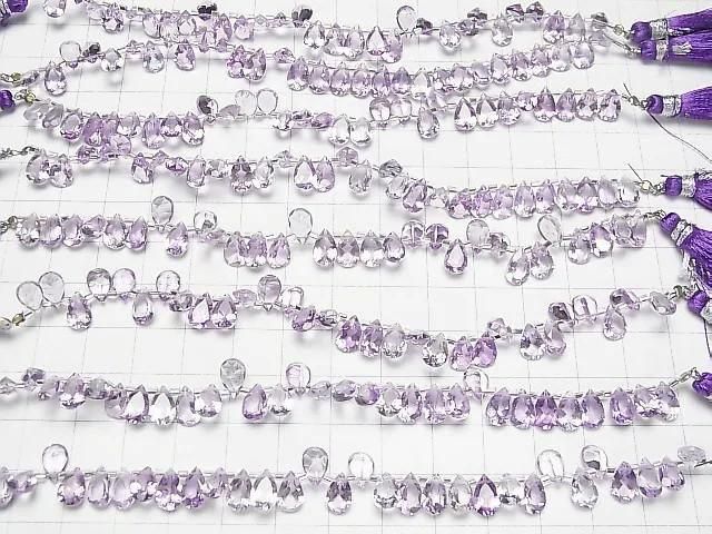 【動画】宝石質アメジストAAA ペアシェイプ ファセットカット8×5mm 半連/1連(約12cm) サムネイル4