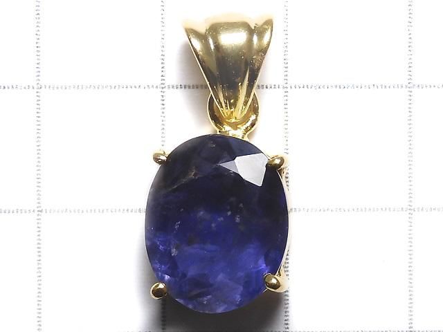 【動画】【1点もの】宝石質アイオライトAAA- ファセットカットペンダントトップ 18KGP製 NO.21 サムネイル2