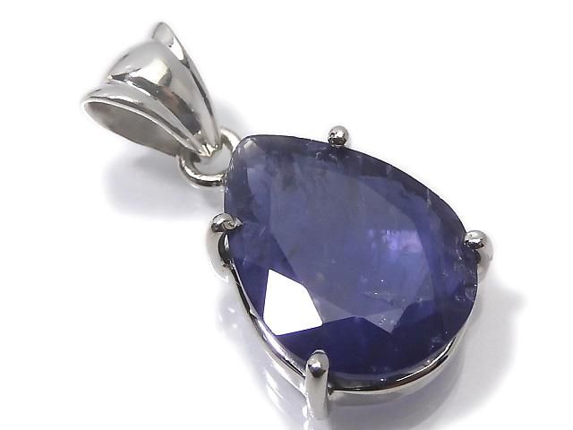 【動画】【1点もの】宝石質アイオライトAAA- ファセットカットペンダントトップ SILVER925製 NO.28の画像