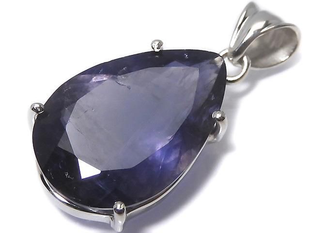 【動画】【1点もの】宝石質アイオライトAAA- ファセットカットペンダントトップ SILVER925製 NO.30の画像