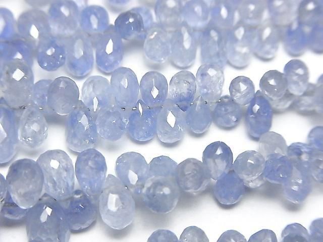 【動画】宝石質セイロンサファイアAAA- ドロップ ブリオレットカット 半連/1連(約18cm)の画像