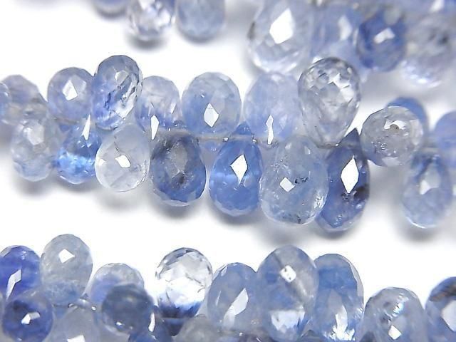 【動画】宝石質セイロンサファイアAAA- ドロップ ブリオレットカット 半連/1連(約18cm)の画像