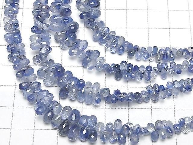 【動画】宝石質セイロンサファイアAAA- ドロップ ブリオレットカット 半連/1連(約18cm) サムネイル4