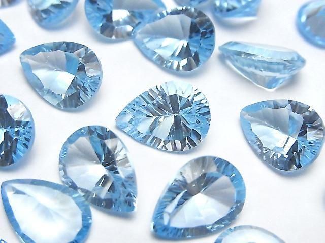 【動画】宝石質スカイブルートパーズAAA ルース ペアシェイプ コンケーブカット10×14mm 1粒の画像