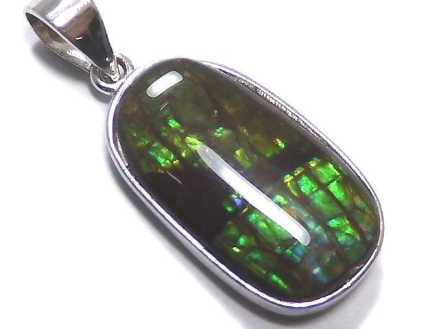 【動画】【1点もの】宝石質アンモライトAAA- ペンダントトップ SILVER925製 NO.2の画像