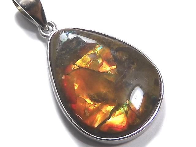 【動画】【1点もの】宝石質アンモライトAAA- ペンダントトップ SILVER925製 NO.3の画像