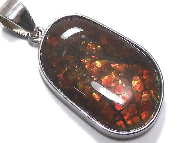 【動画】【1点もの】宝石質アンモライトAAA- ペンダントトップ SILVER925製 NO.7の画像