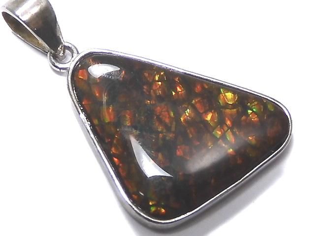 【動画】【1点もの】宝石質アンモライトAAA- ペンダントトップ SILVER925製 NO.12の画像
