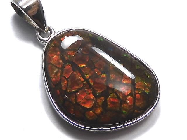 【動画】【1点もの】宝石質アンモライトAAA- ペンダントトップ SILVER925製 NO.13の画像