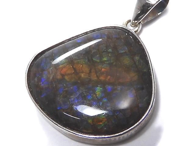【動画】【1点もの】宝石質アンモライトAAA- ペンダントトップ SILVER925製 NO.14の画像