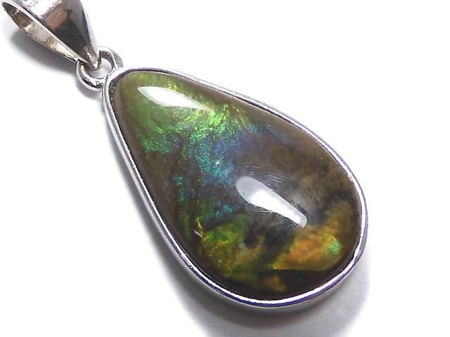 【動画】【1点もの】宝石質アンモライトAAA- ペンダントトップ SILVER925製 NO.15の画像