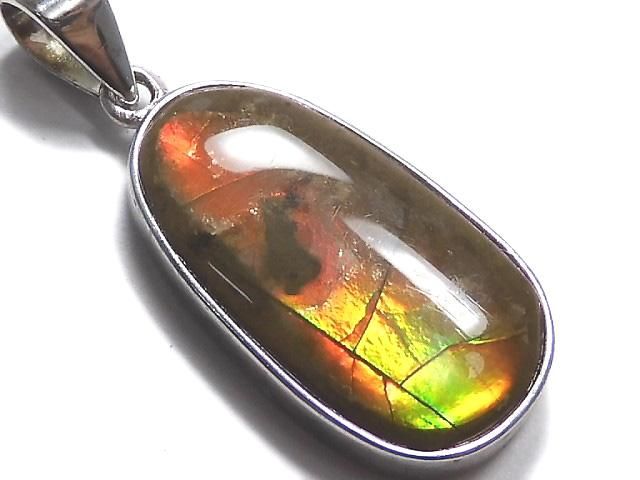 【動画】【1点もの】宝石質アンモライトAAA- ペンダントトップ SILVER925製 NO.17の画像