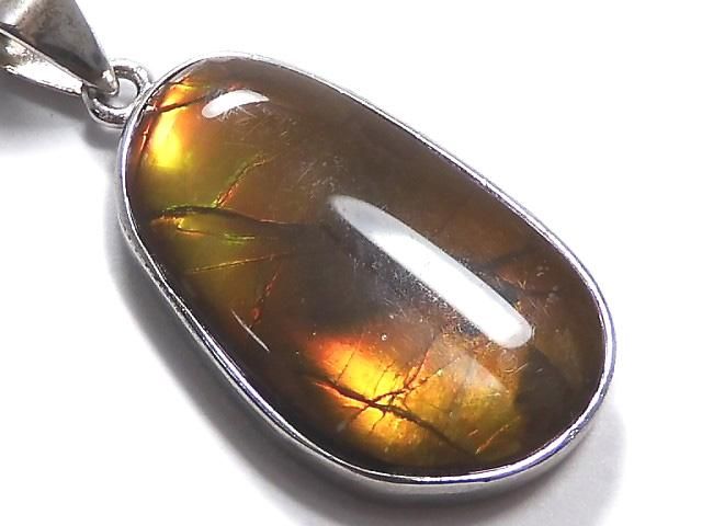 【動画】【1点もの】宝石質アンモライトAAA- ペンダントトップ SILVER925製 NO.22の画像