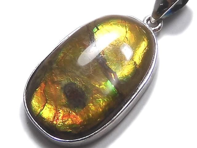 【動画】【1点もの】宝石質アンモライトAAA- ペンダントトップ SILVER925製 NO.23の画像