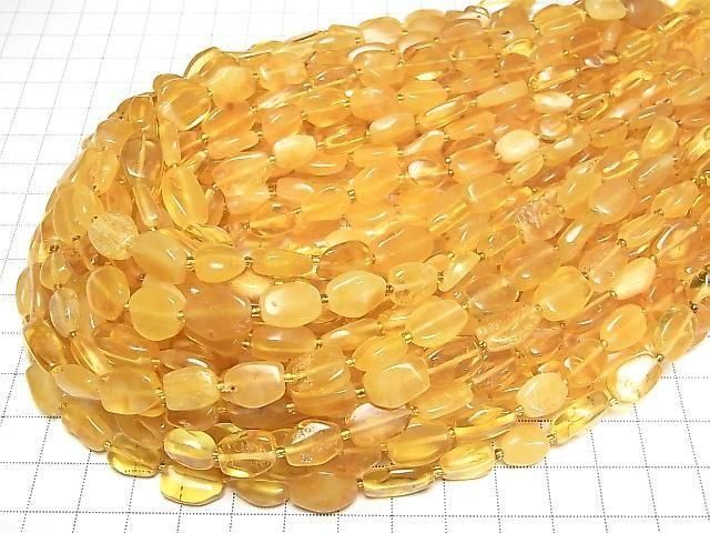 【動画】バルティックアンバー(琥珀) フラットタンブル 【イエロー】 1連(約35cm) サムネイル4